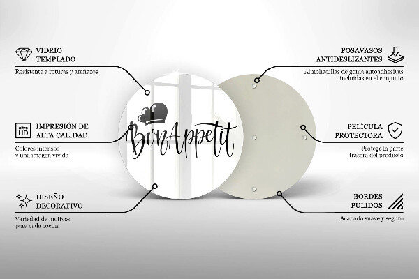 Tagliere in vetro temperato Iscrizione Bon Appetit