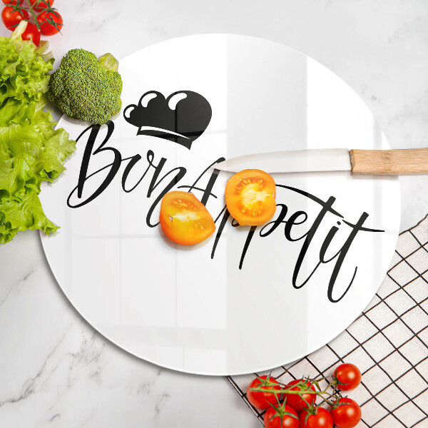 Tagliere in vetro temperato Iscrizione Bon Appetit