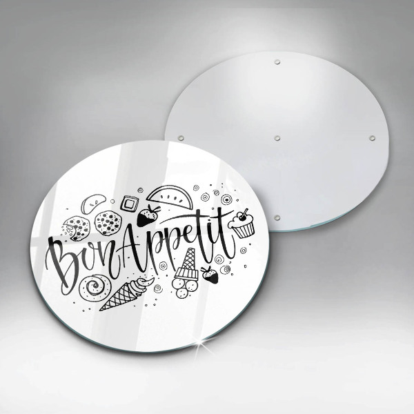 Tagliere in vetro temperato Iscrizione Bon Appetit