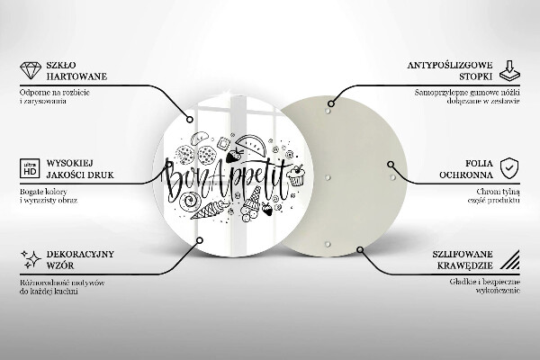 Tagliere in vetro temperato Iscrizione Bon Appetit