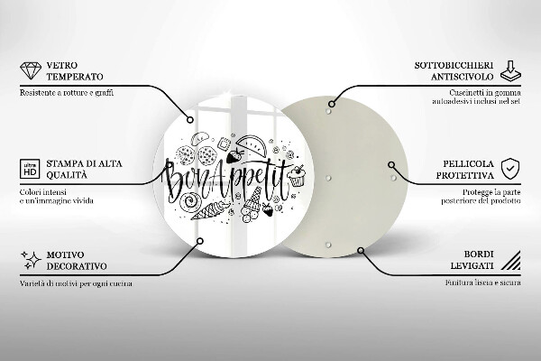 Tagliere in vetro temperato Iscrizione Bon Appetit