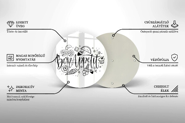Tagliere in vetro temperato Iscrizione Bon Appetit