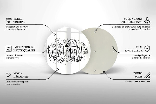 Tagliere in vetro temperato Iscrizione Bon Appetit
