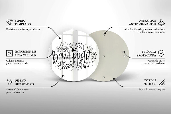 Tagliere in vetro temperato Iscrizione Bon Appetit