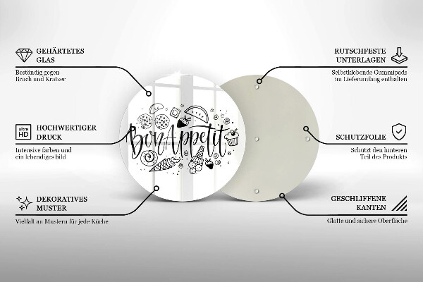 Tagliere in vetro temperato Iscrizione Bon Appetit