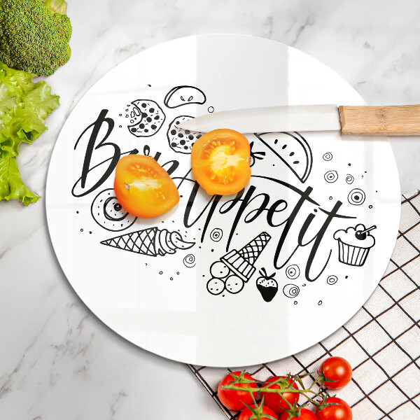 Tagliere in vetro temperato Iscrizione Bon Appetit