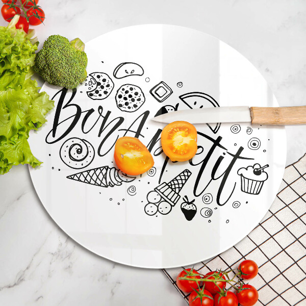 Tagliere in vetro temperato Iscrizione Bon Appetit