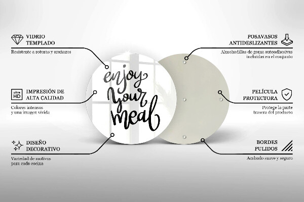 Tagliere in vetro temperato Enjoy your meal