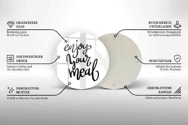 Tagliere in vetro temperato Enjoy your meal