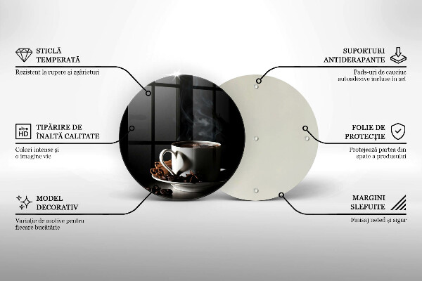 Tagliere in vetro Una tazza di caffè caldo