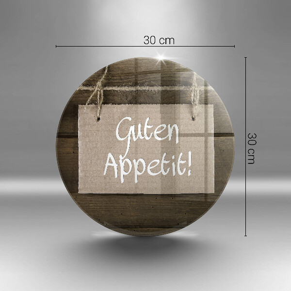 Tagliere in vetro Iscrizione Guten Apetit sulle tavole