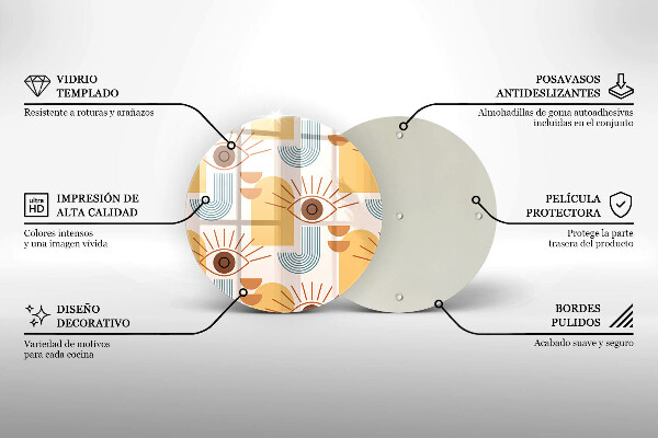 Tagliere in vetro Modello occhi boho