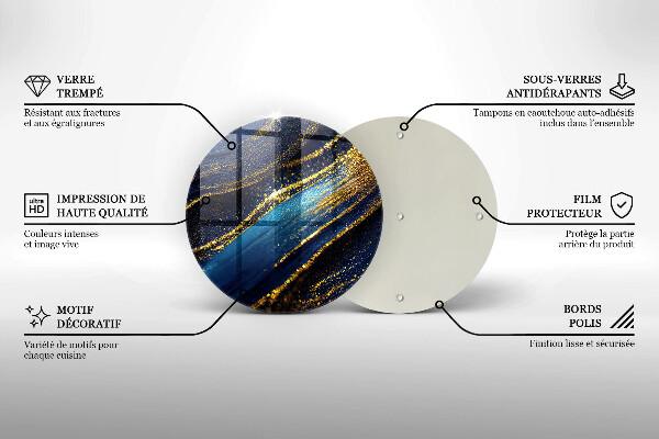 Tagliere in vetro temperato Astrazione blu navy