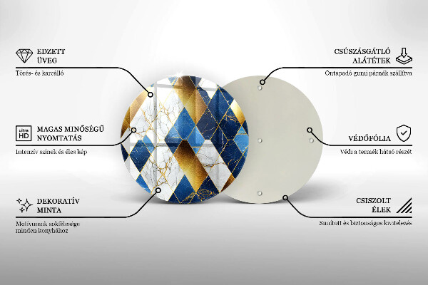 Tagliere in vetro temperato Rombi di marmo dorato