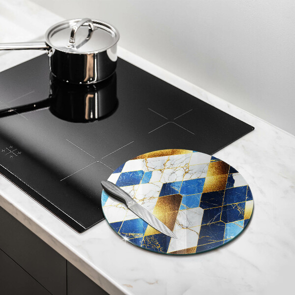 Tagliere in vetro temperato Rombi di marmo dorato