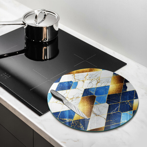 Tagliere in vetro temperato Rombi di marmo dorato