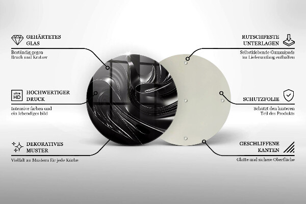 Tagliere in vetro temperato Messa nera astratta