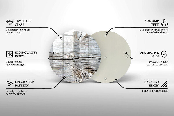 Tagliere in vetro temperato Struttura in legno chiaro