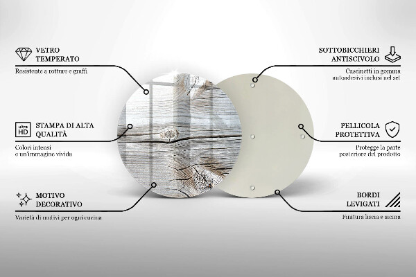 Tagliere in vetro temperato Struttura in legno chiaro