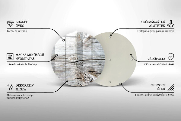 Tagliere in vetro temperato Struttura in legno chiaro
