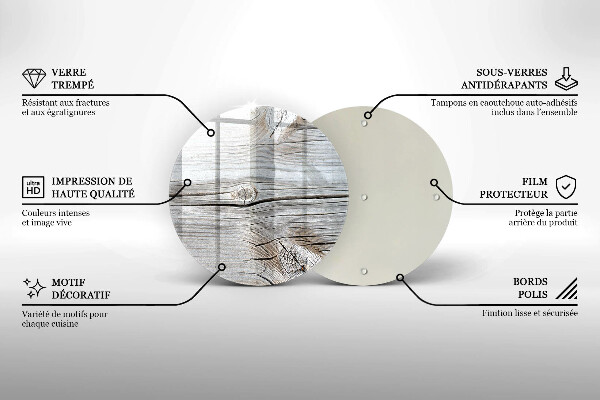 Tagliere in vetro temperato Struttura in legno chiaro