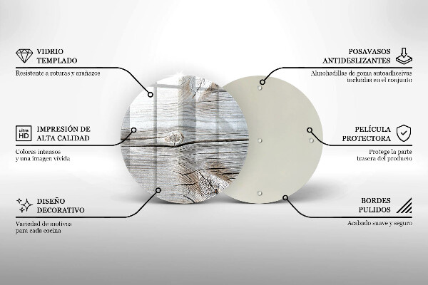 Tagliere in vetro temperato Struttura in legno chiaro