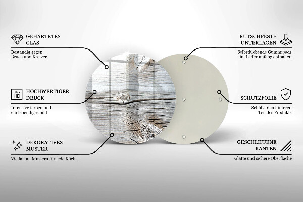 Tagliere in vetro temperato Struttura in legno chiaro