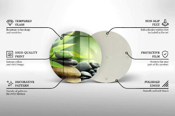 Tagliere in vetro temperato Pietre di bambù Zen