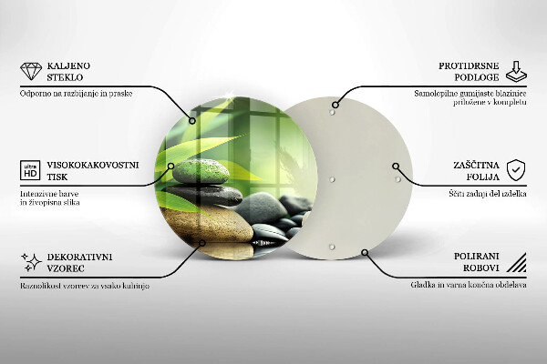 Tagliere in vetro temperato Pietre di bambù Zen