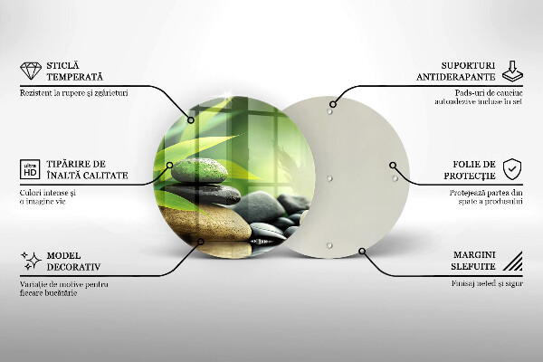 Tagliere in vetro temperato Pietre di bambù Zen