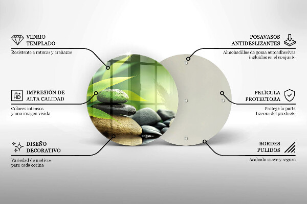 Tagliere in vetro temperato Pietre di bambù Zen