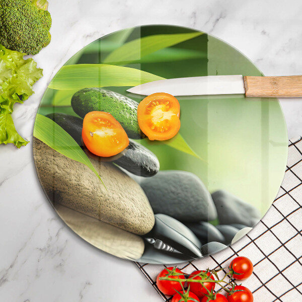 Tagliere in vetro temperato Pietre di bambù Zen