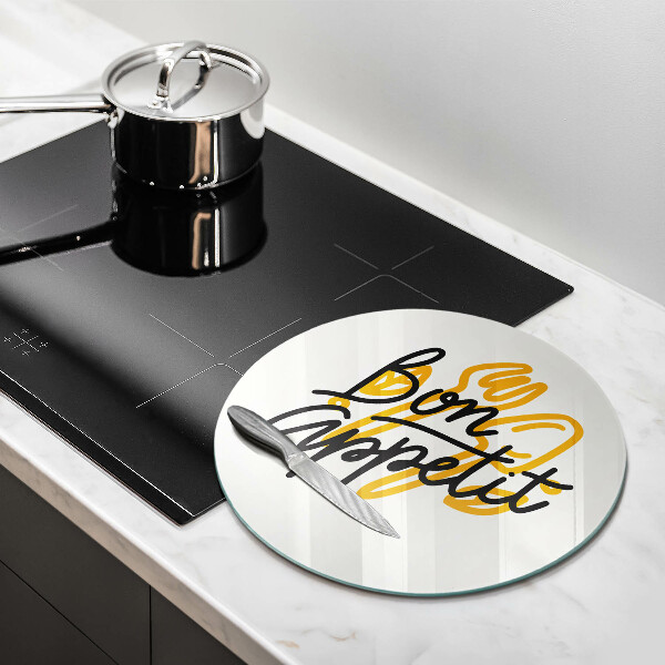 Tagliere in vetro temperato Iscrizione Bon Appetit