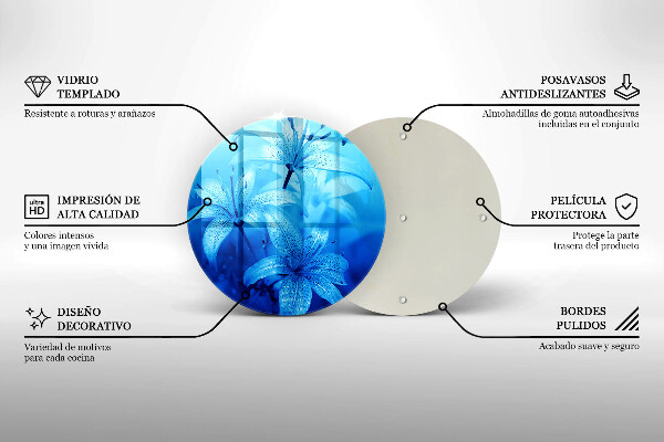 Tagliere in vetro temperato Fiori blu