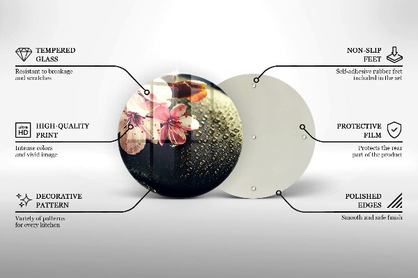 Tagliere in vetro temperato Fiori pietre zen