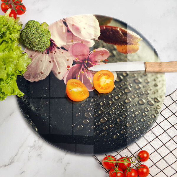 Tagliere in vetro temperato Fiori pietre zen