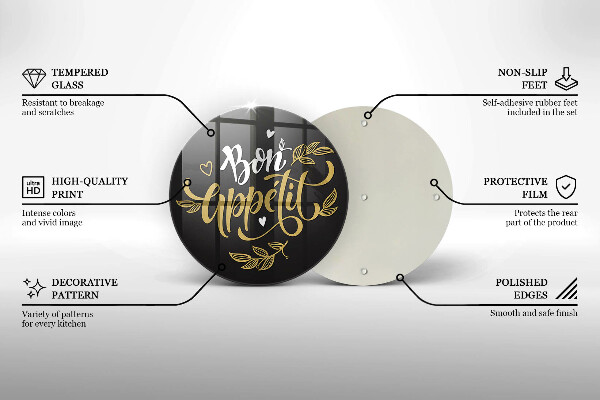 Tagliere in vetro temperato Iscrizione Bon Appetit