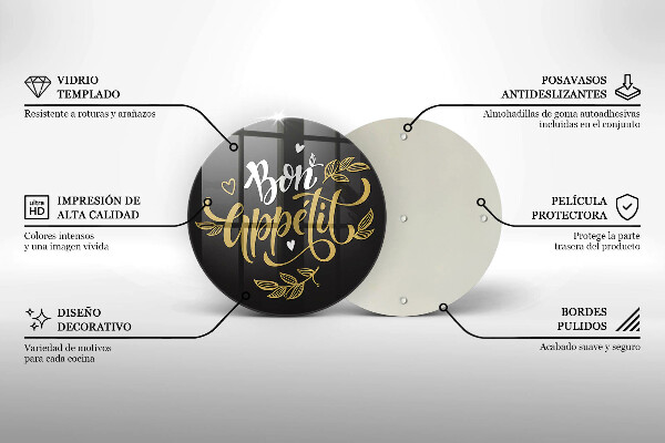Tagliere in vetro temperato Iscrizione Bon Appetit
