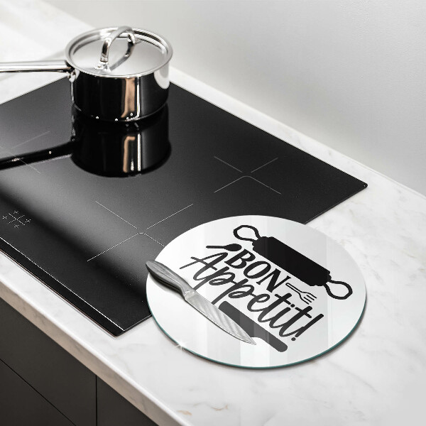 Tagliere in vetro temperato Iscrizione Bon Appetit