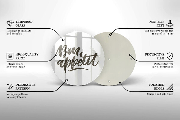 Tagliere in vetro temperato Iscrizione Bon Appetit