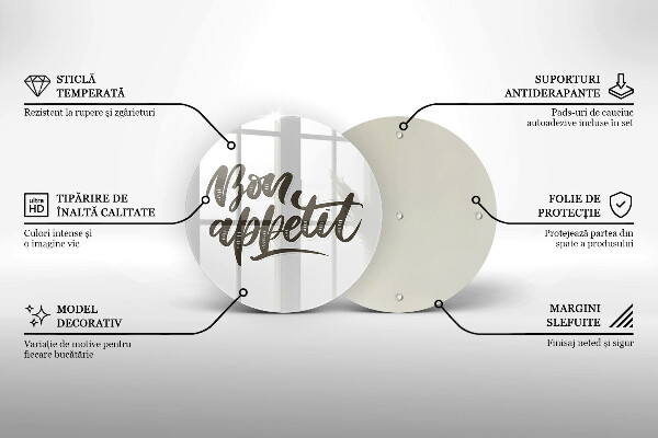 Tagliere in vetro temperato Iscrizione Bon Appetit