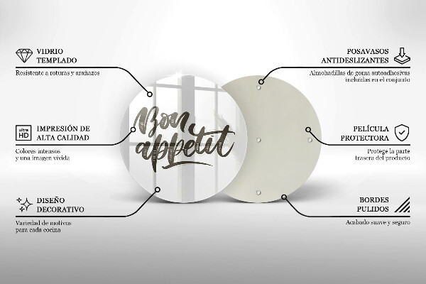 Tagliere in vetro temperato Iscrizione Bon Appetit