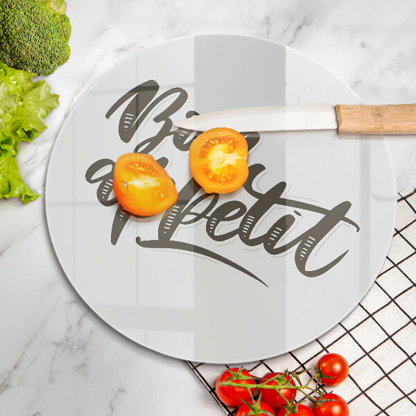Tagliere in vetro temperato Iscrizione Bon Appetit