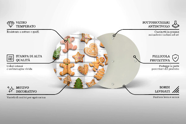 Tagliere in vetro temperato Pan di zenzero di Natale