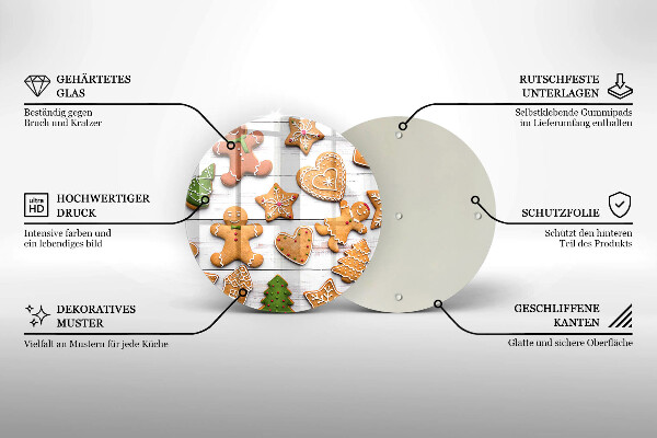 Tagliere in vetro temperato Pan di zenzero di Natale