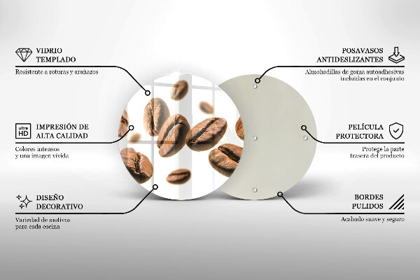Tagliere in vetro temperato Chicchi di caffè