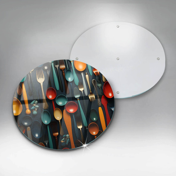 Tagliere in vetro temperato Cucchiai e forchette colorati