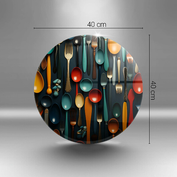 Tagliere in vetro temperato Cucchiai e forchette colorati