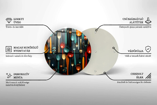 Tagliere in vetro temperato Cucchiai e forchette colorati