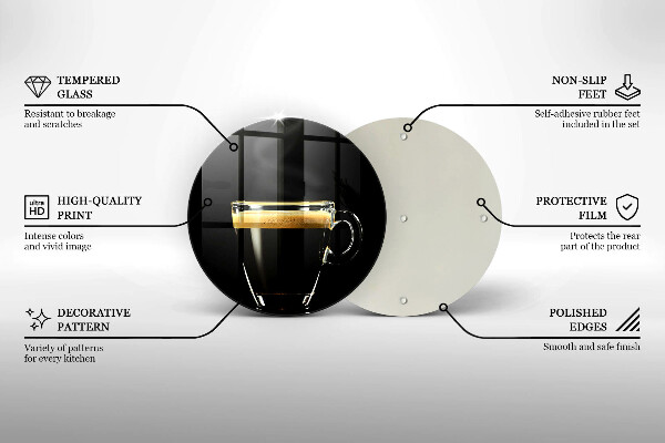 Tagliere in vetro temperato Un bicchiere di caffè nero